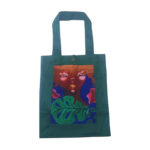 Sacola verde personalizada com arte de folhas
