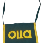 Sacola promocional verde e amarela com logo Olla