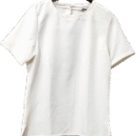 Blusa branca de manga curta em tecido leve para uniformização